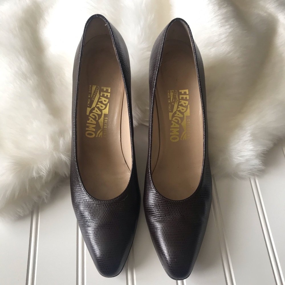 Salvatore Ferragamo brown heel 9 AAAA leather - Picture 2 of 14